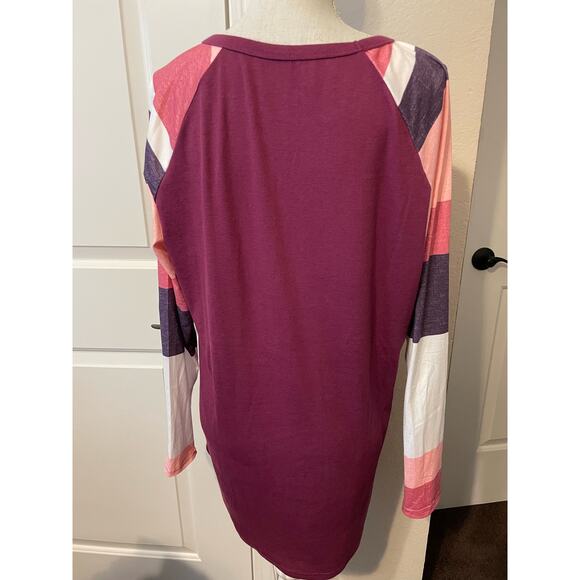 Long sleeve womens large multi color sequin pocket top - Picture 2 of 4